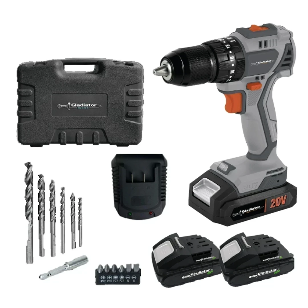 Taladro Inalambrico 20V c/Percutor / 2 baterias y maletin 𝙂𝙇𝘼𝘿𝙄𝘼𝙏𝙊𝙍