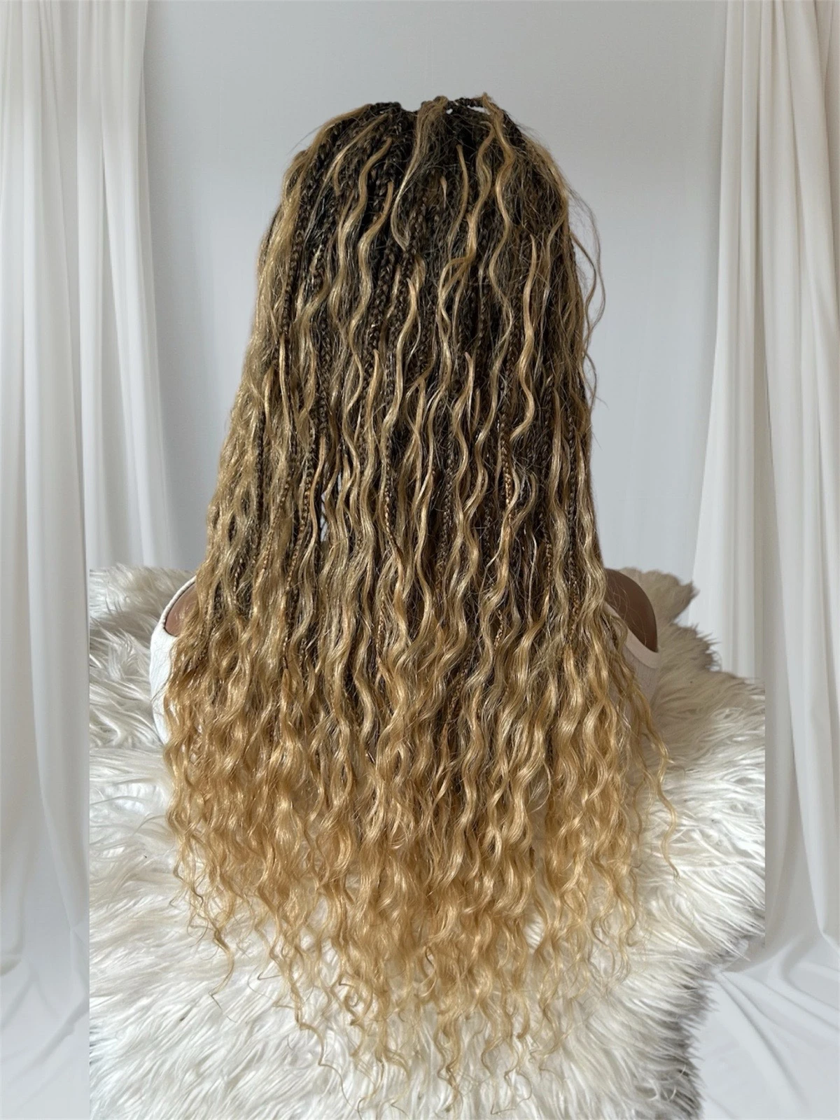 Peluca  de trenzas mezclada , 24 pulgadas, frontal lace 360 4
