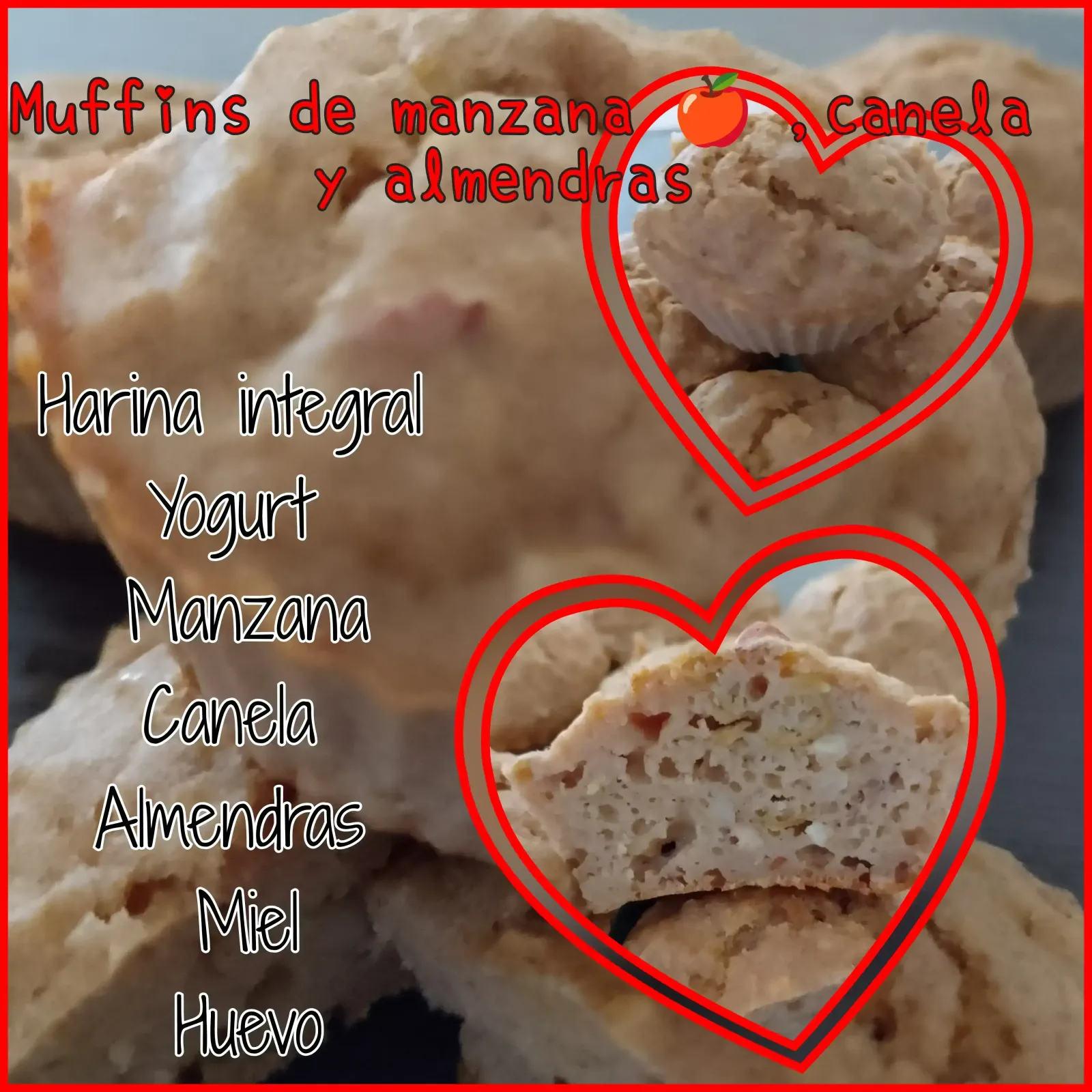 Muffins integrales x 8 ud.de manzana 🍎,canela y almendras