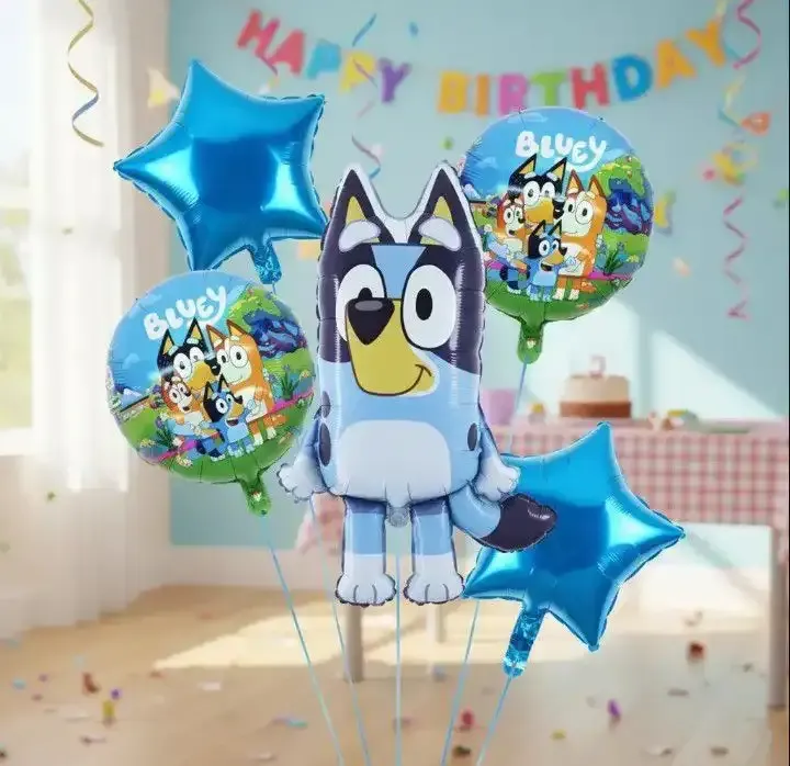 Set 5 globos metalizados bluey