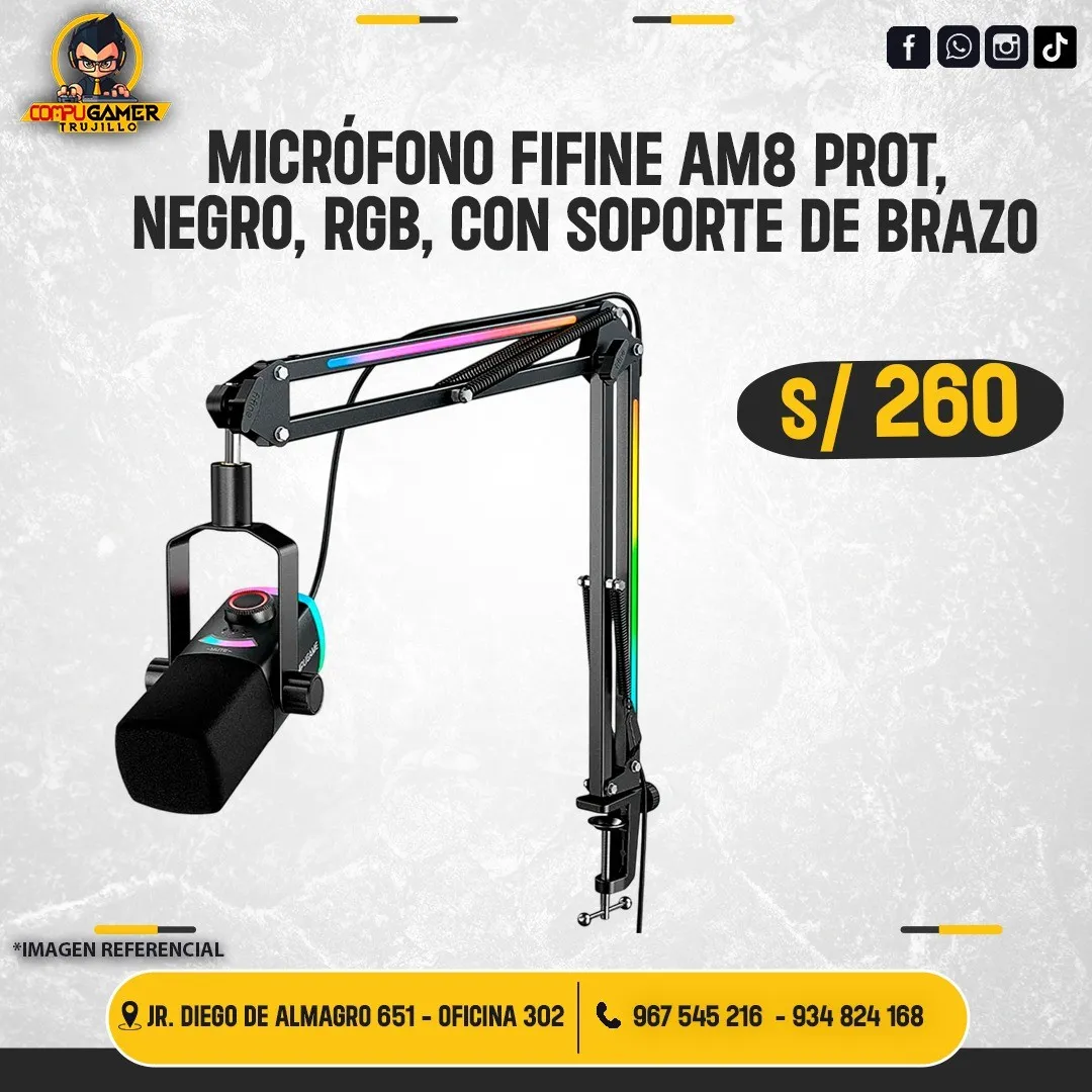 MICRÓFONO FIFINE AM8 PROT CON SOPORTE DE BRAZO BLACK 