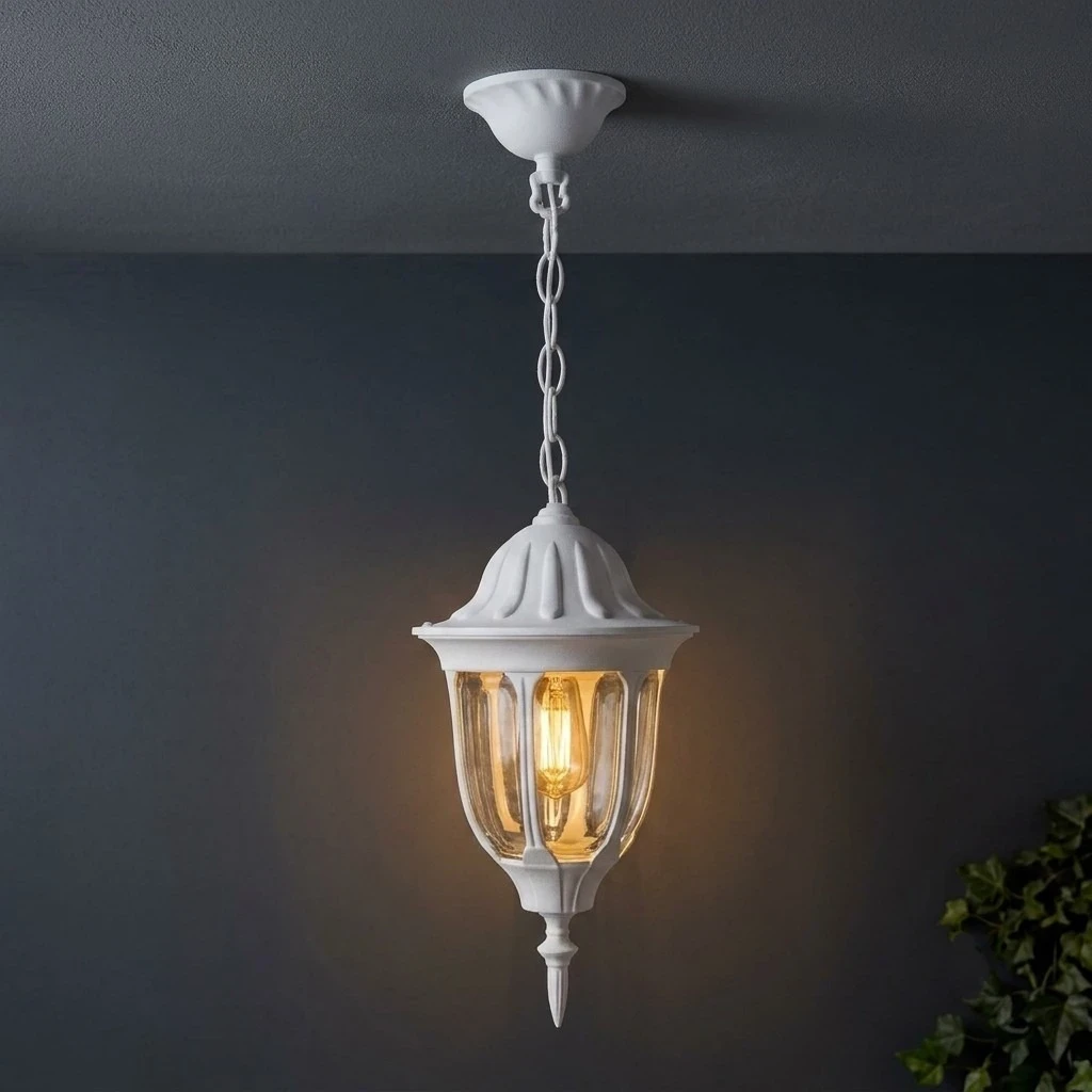 FAROL COLGANTE COLONIAL BLANCO 170X540MM 1L E27  2