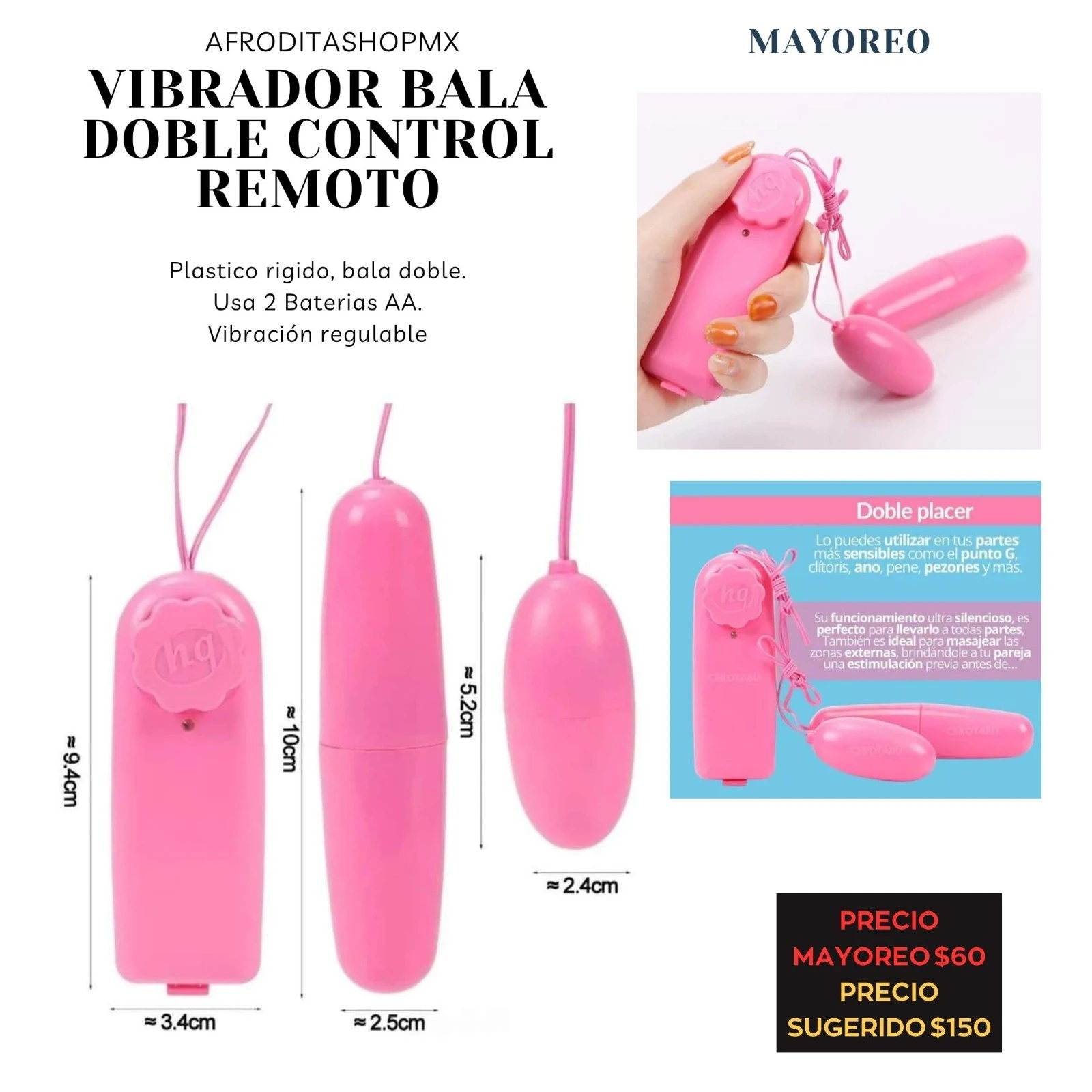 VIBRADOR BALA DOBLE CONTROL REMOTO