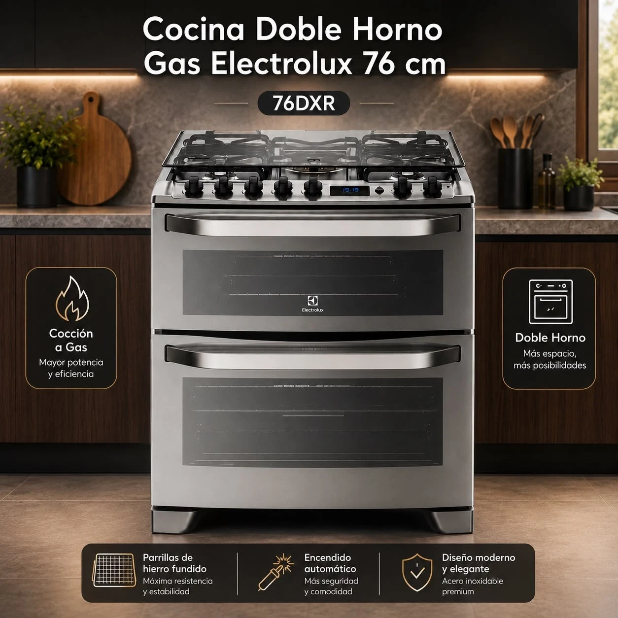 COCINA ELECTROLUX DOBLE HORNO 76CM INOXIDABLE ‼️SOLO POR PEDIDOS‼️