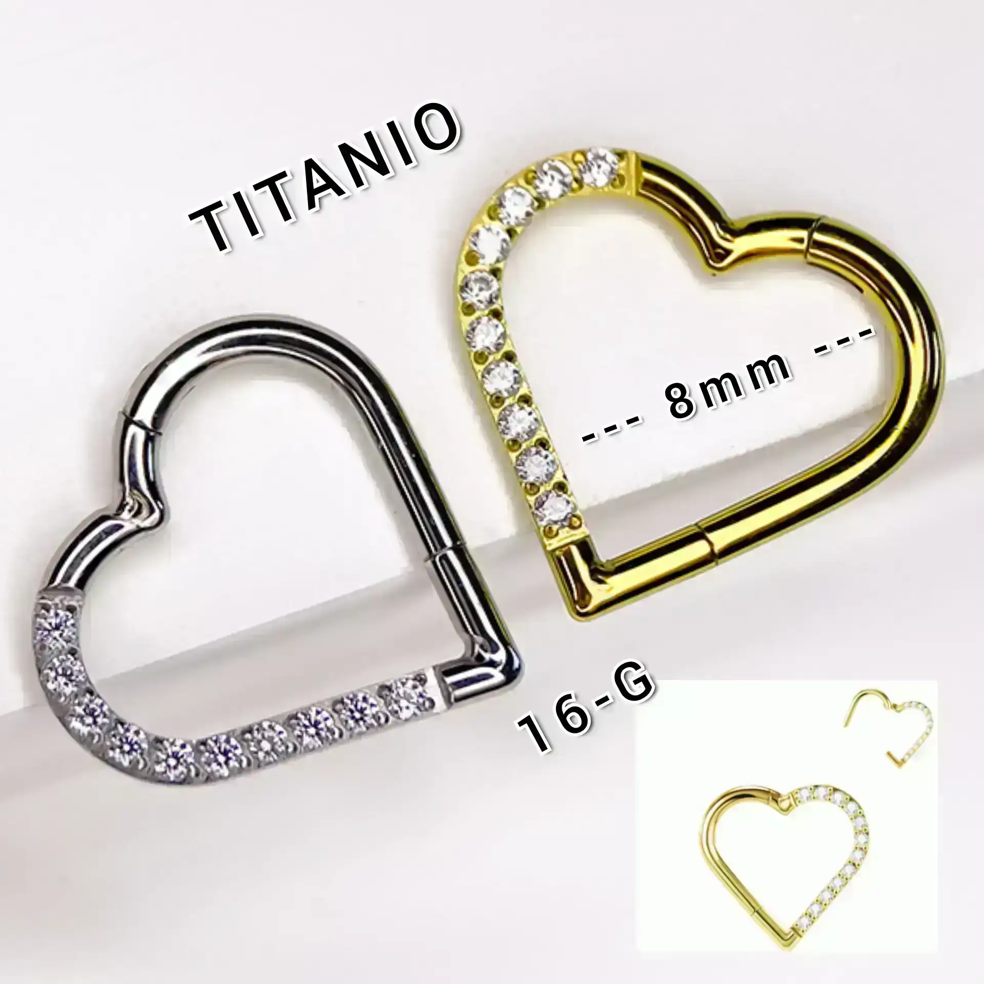 Joyerias diseño de corazón de Titanium , ideal para los Piercings ; Helix - Tragus -  Rook -  Daith ect  4