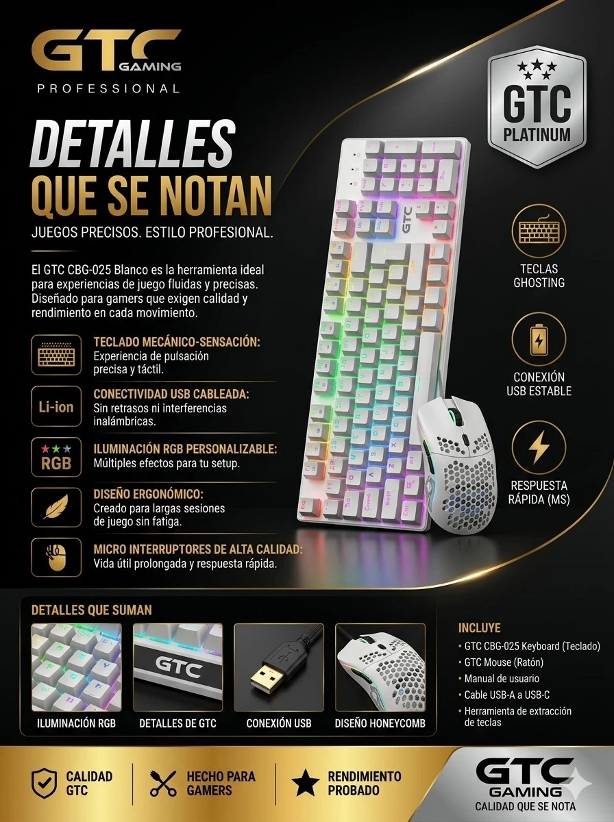 COMBO GAMER GTC CBG-025 Blanco