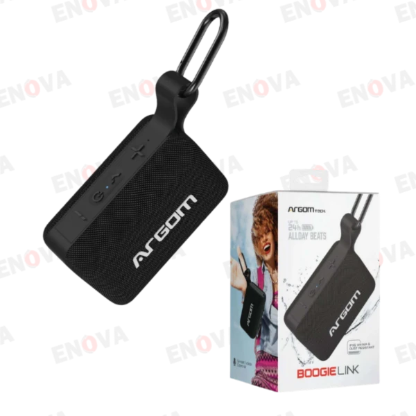 Bocina BT Boogielink IPX5, TWS, 24H, negra