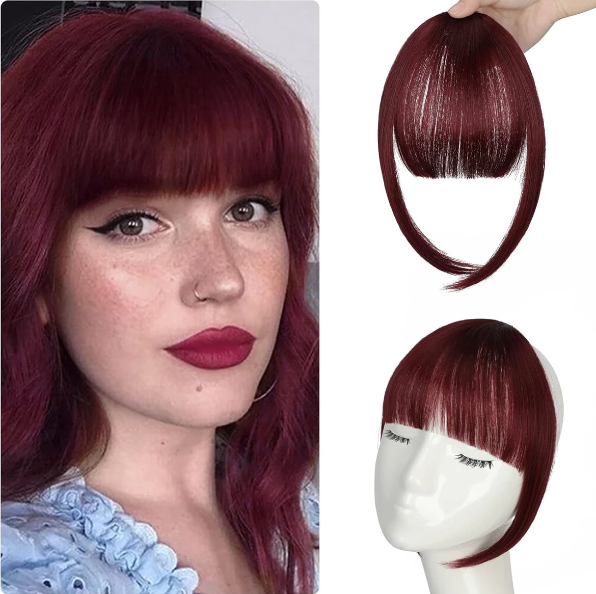 Flequillo cabello humano Borgoña 