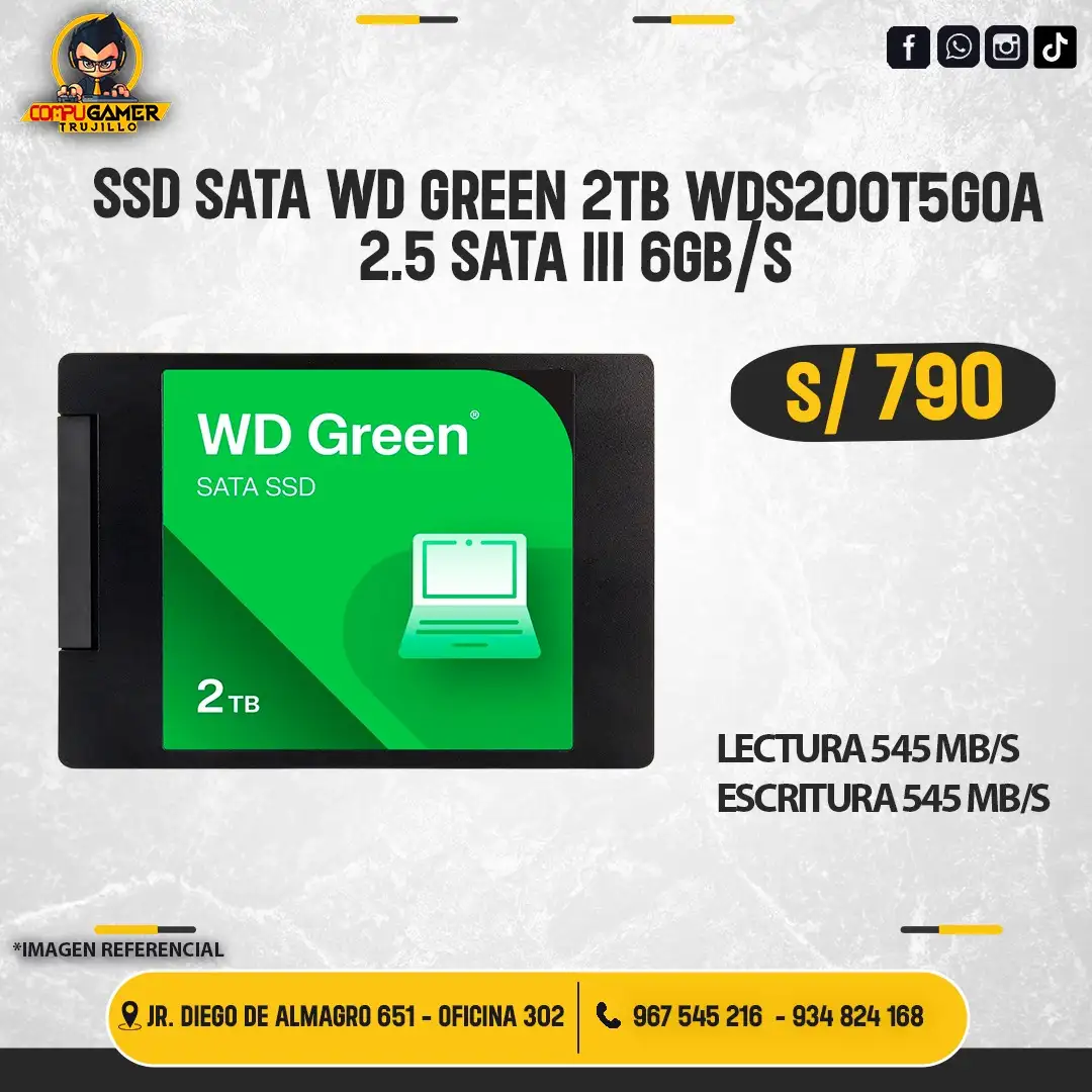SSD SATA WD GREEN 2TB WDS200T5G0A 2.5 SATA III 6GB/S