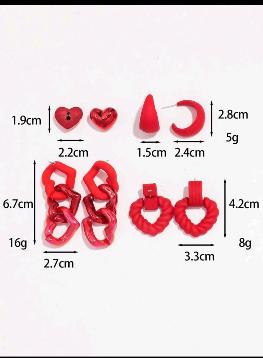 Set de aretes rojos 4