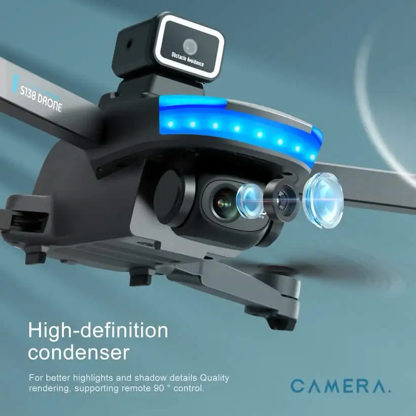 💥S138 Drone - GPS 8K Cámara dual profesional 5G Wifi FPV Evitación de obstáculos Cuadricóptero plegable Distancia de control remoto 3000M💥 4