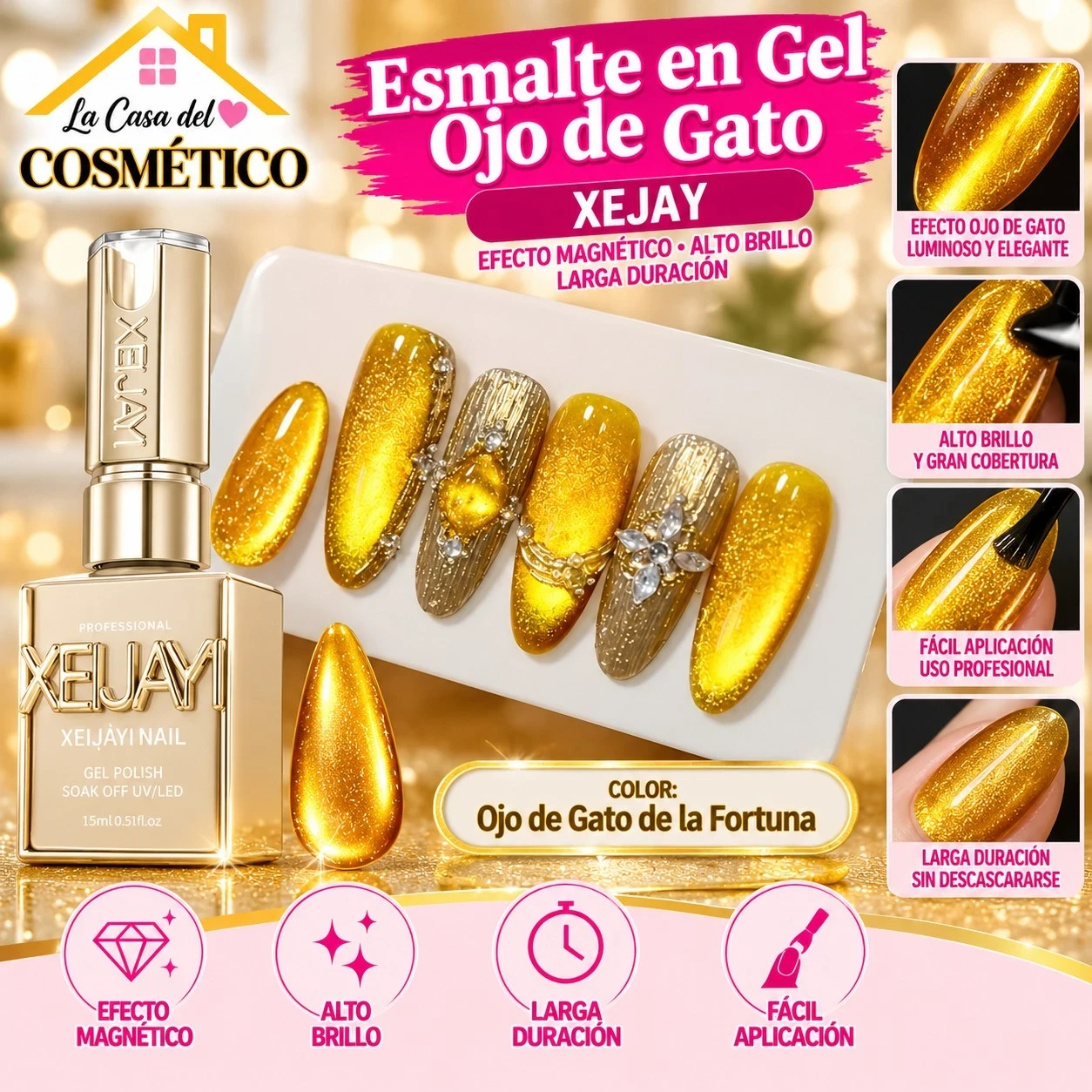 xeijayi esmalte ojo de gato de la fortuna dorada – 15 ml