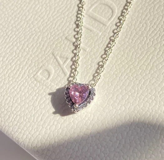 Conjunto Collar Corazón Relieve Rosa 4