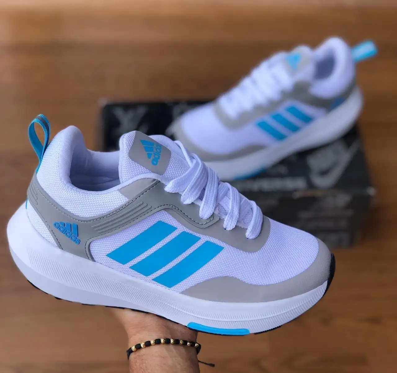 Tenis Adidas Blanco Azul Dama 