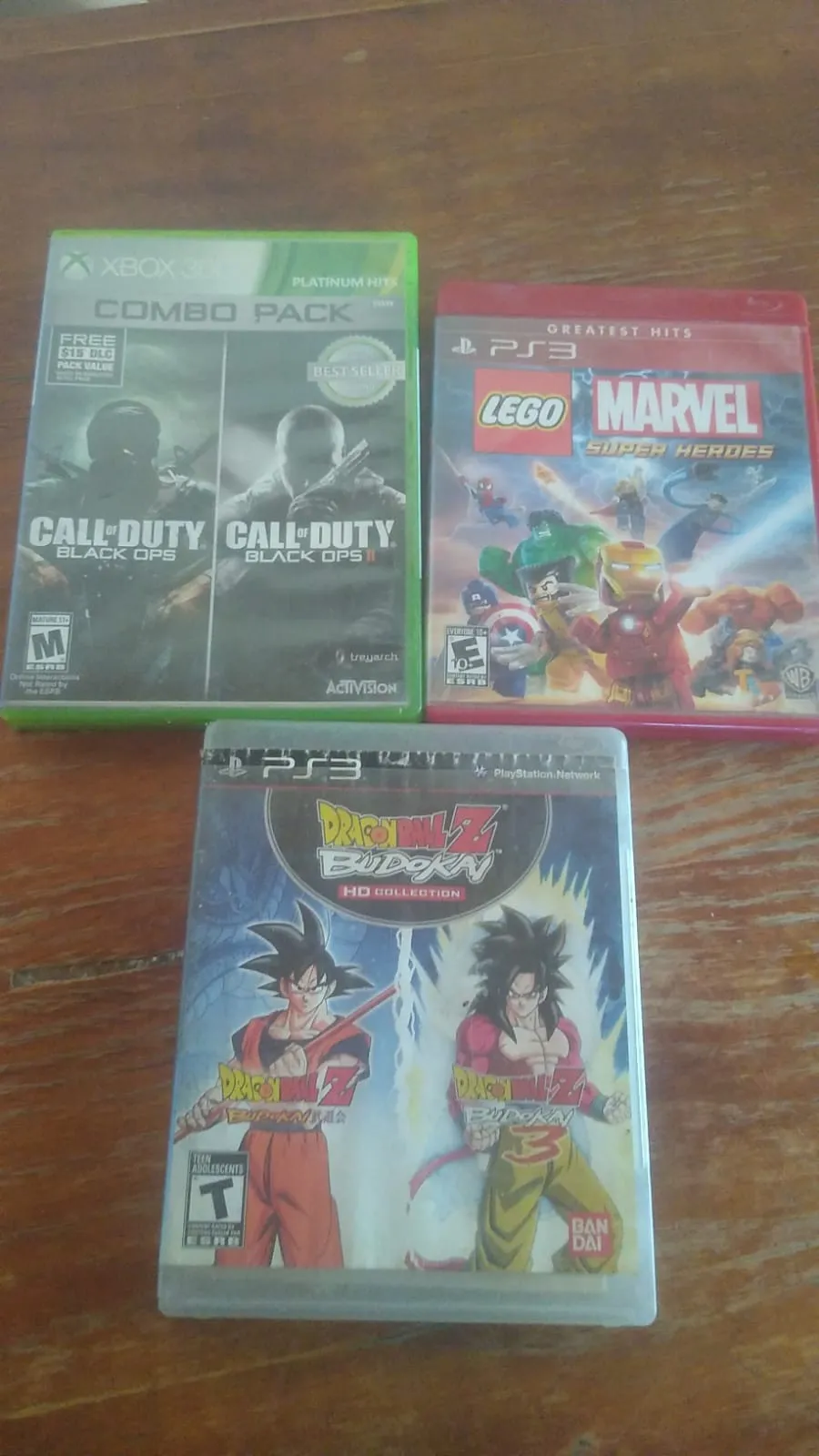 Xbox 360 cal of duty Ps3 lego marvel Ps3 dragon ball z Ps4 dark souls 3