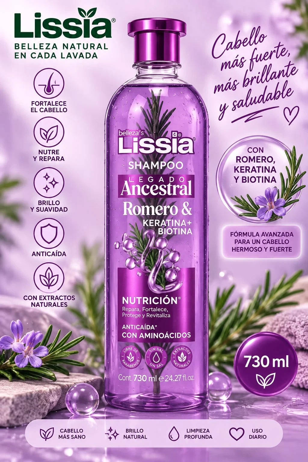 lissia shampoo ancentral x730 ml romero & keratina+biotina.jfif