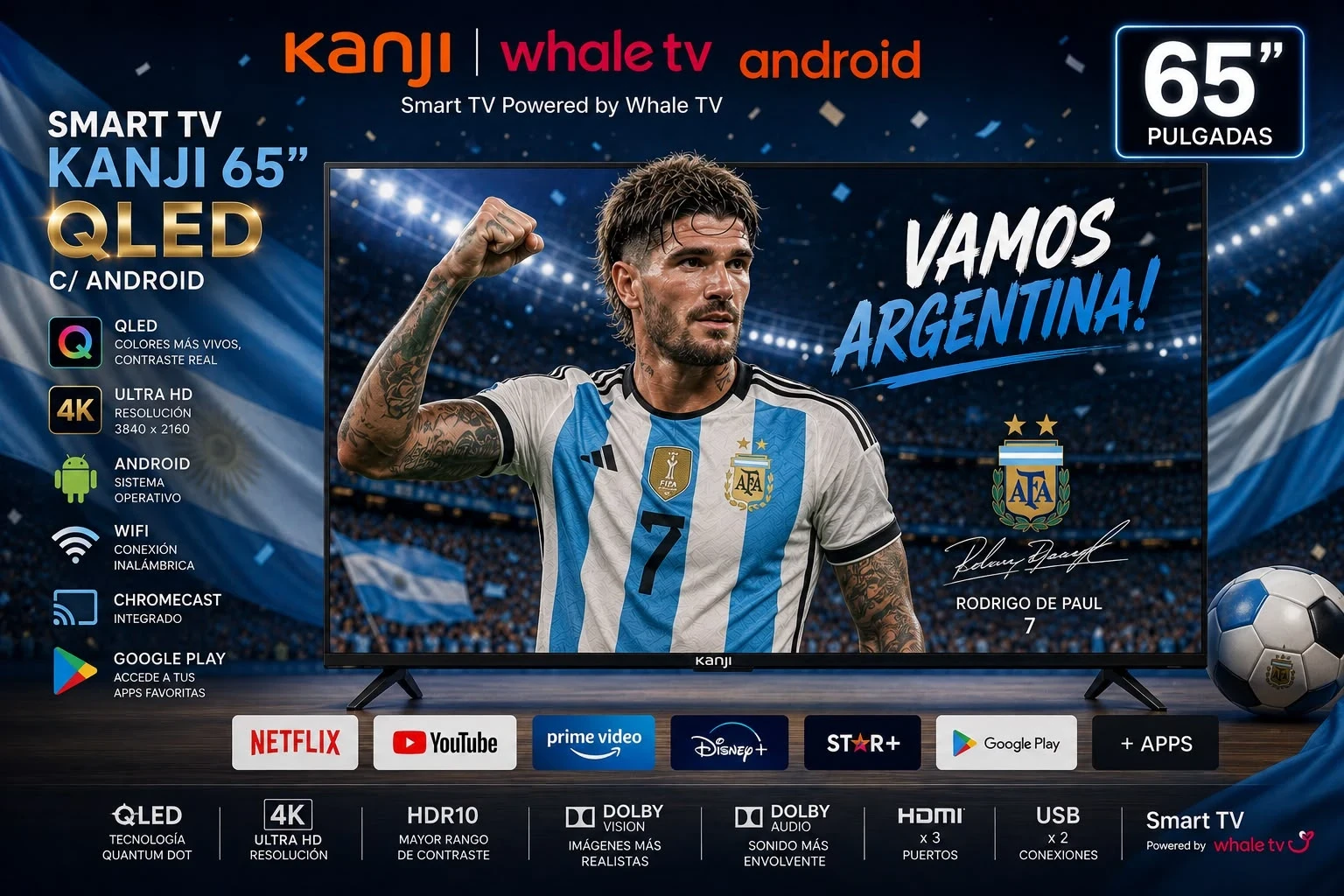 SMART TV KANJI 65" QLED Y ANDROID