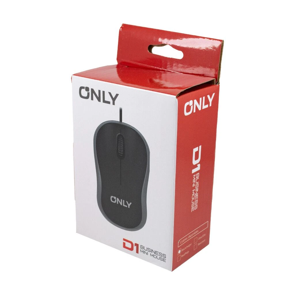 MOUSE CON CABLE MOD D1 NEGRO – ONLY