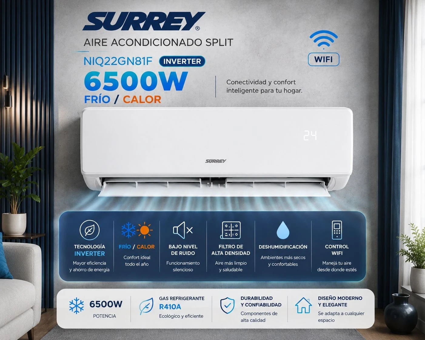 AIRE ACONDICIONADO SURREY 6500W INVERTER WIFI ‼️SOLO POR PEDIDOS ‼️ 