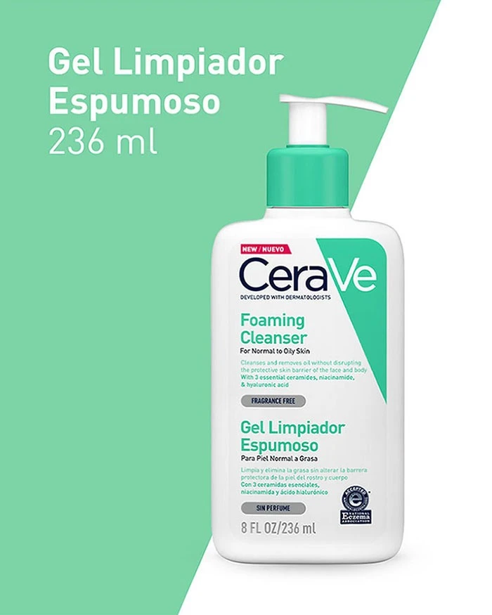 cerave Gel limpiador espumoso para el rostro 