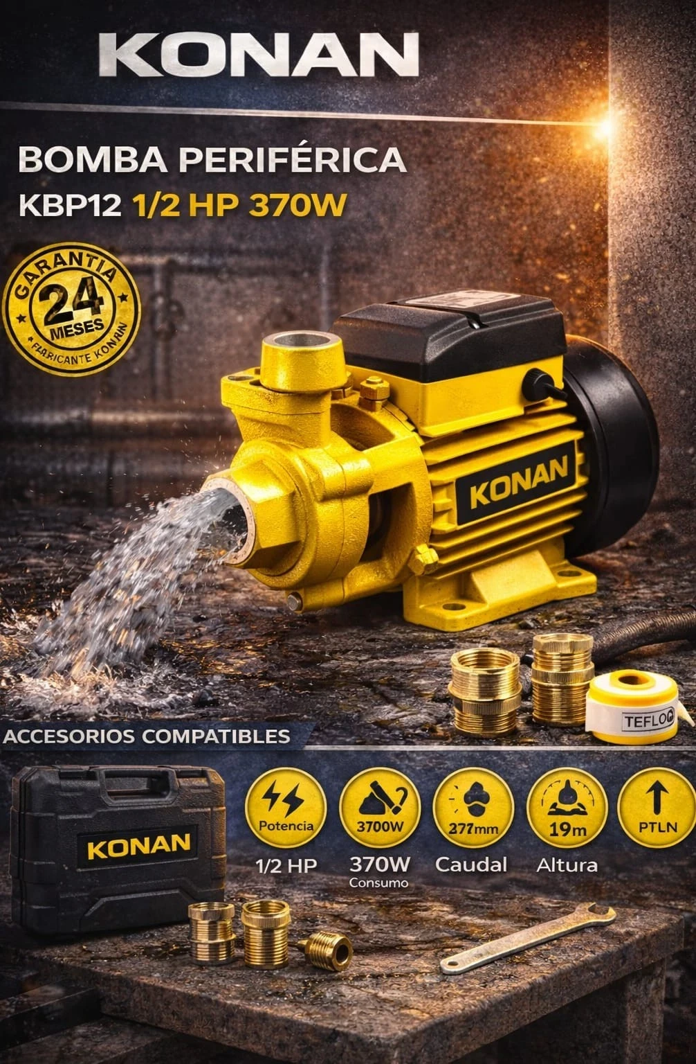 BOMBA PERIFERICA KONAN KBP12 1/2 HP 