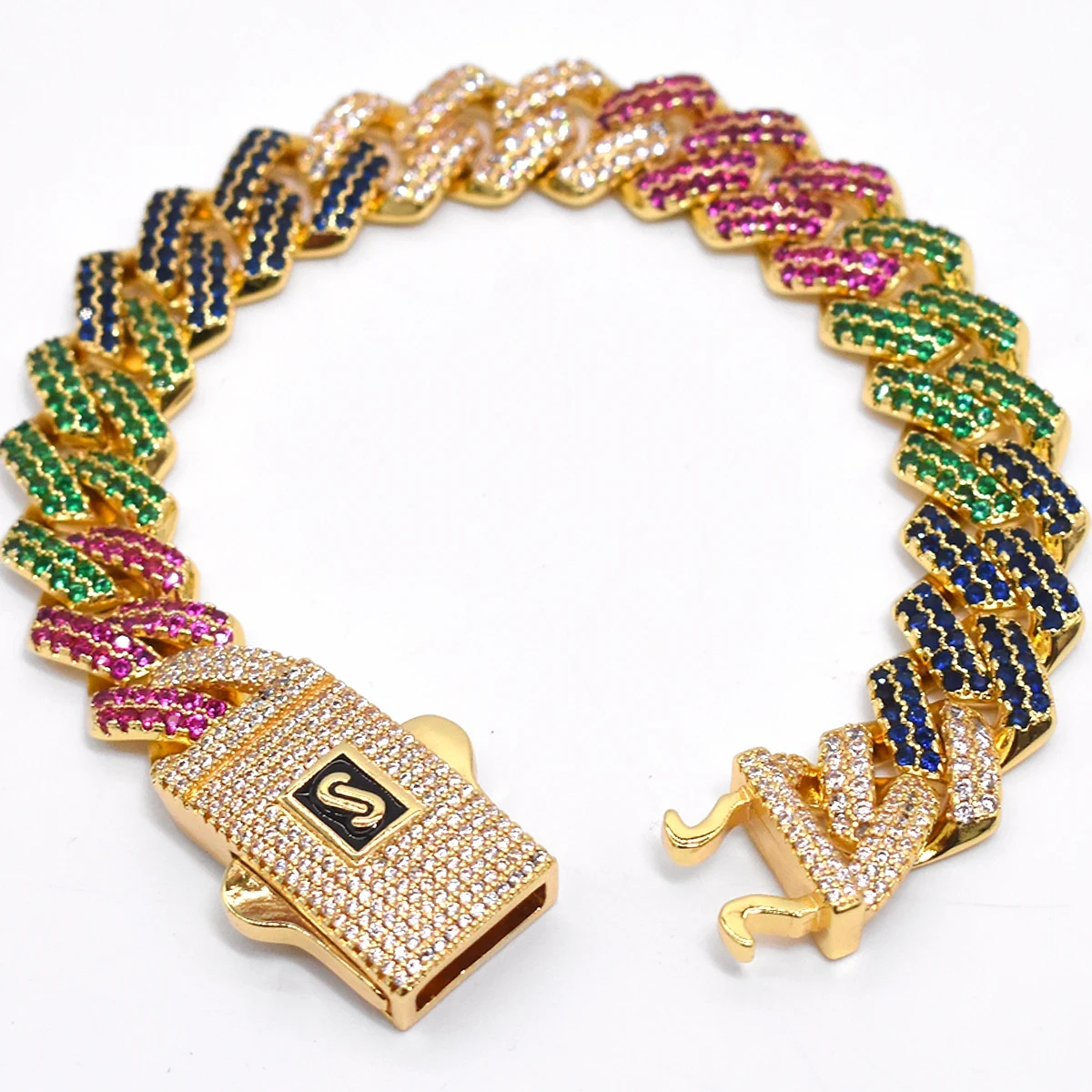 ESCLAVA EN ORCON DIAMANTES DE COLORES 5