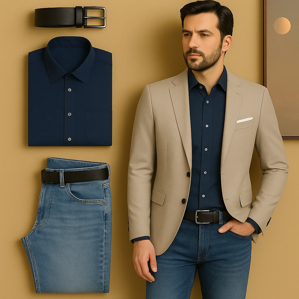 Blazers jean camisa y correa 2