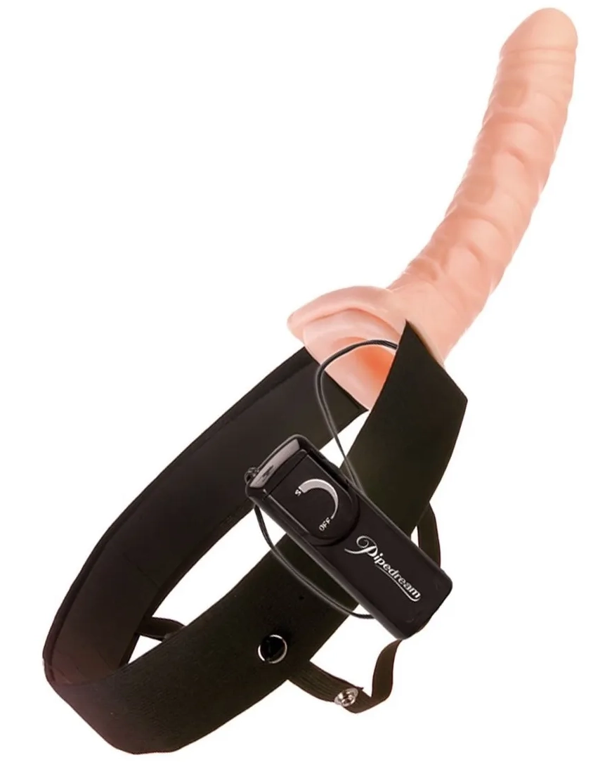 10" Vibrating Hollow Strap-On Fetish 3