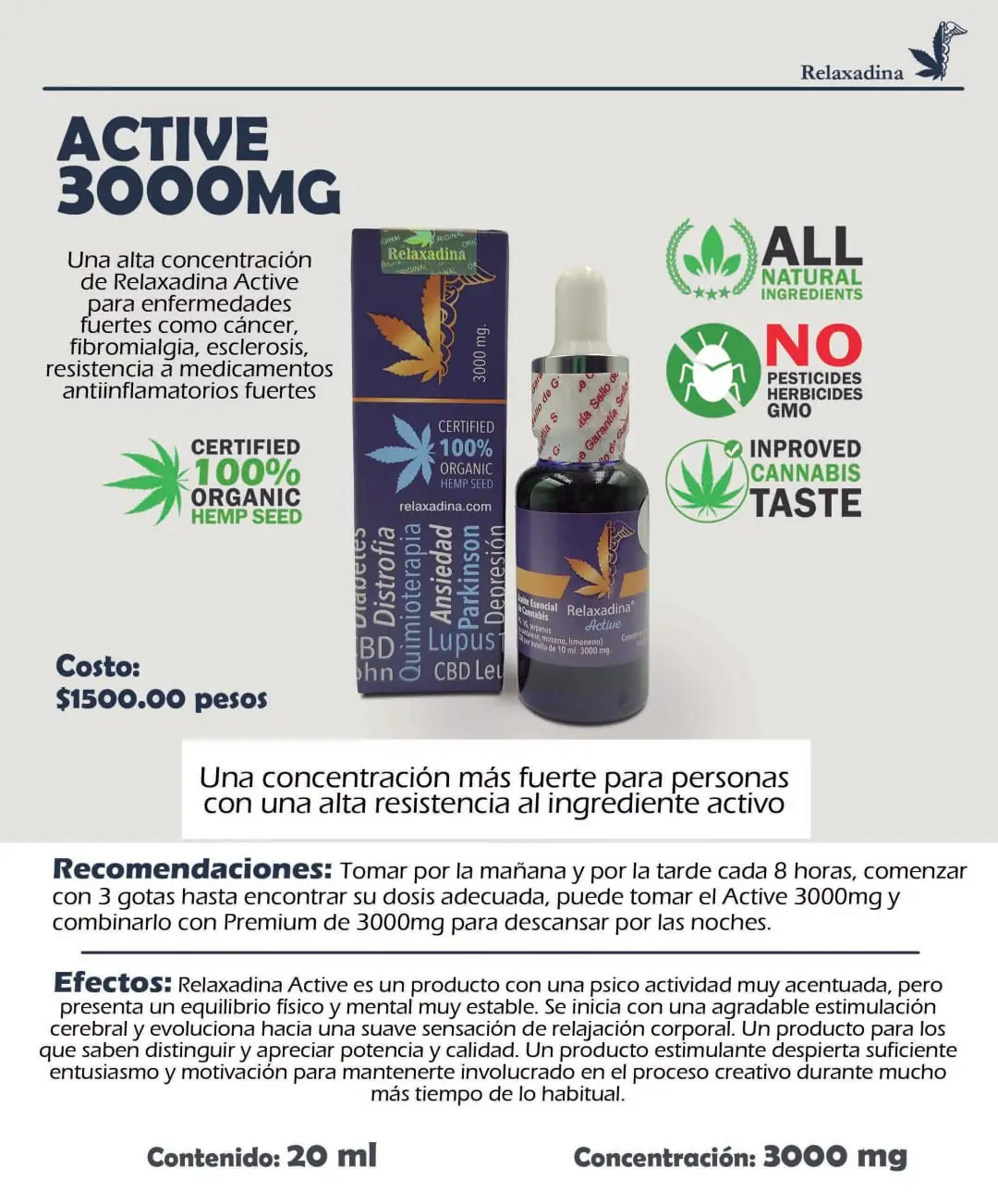 CBD active (día) alta concentración 3000 mg