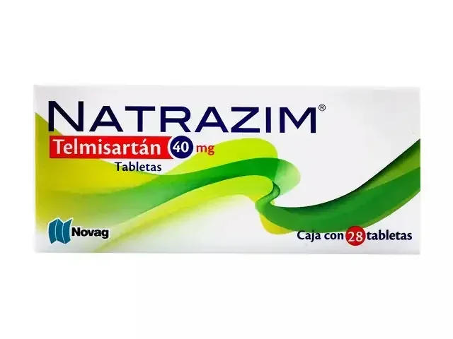 NATRAZIM Telmisartán 40 mg, caja con 28 tabletas