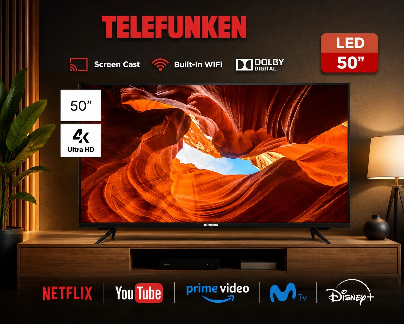 SMART TV TELEFUNKEN 50" TK5026UG6G 4K GOOGLE TV 