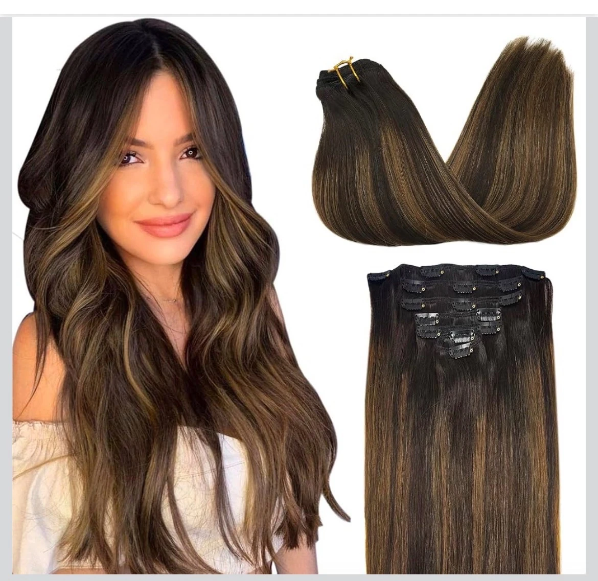 Extensiones de cabello humano real 22 pulgadas 120g, 7 unidades #2/6/2 balayage