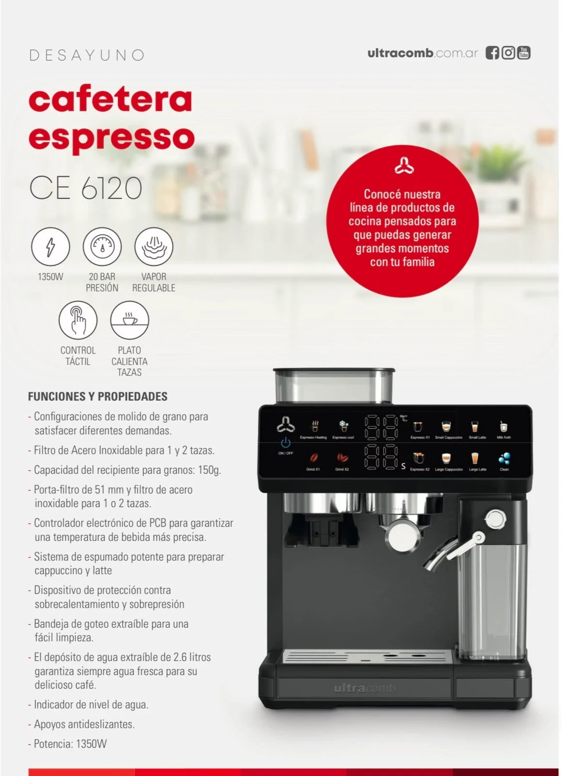 CAFETERA EXPRESSO ULTRACOMB CE-6120