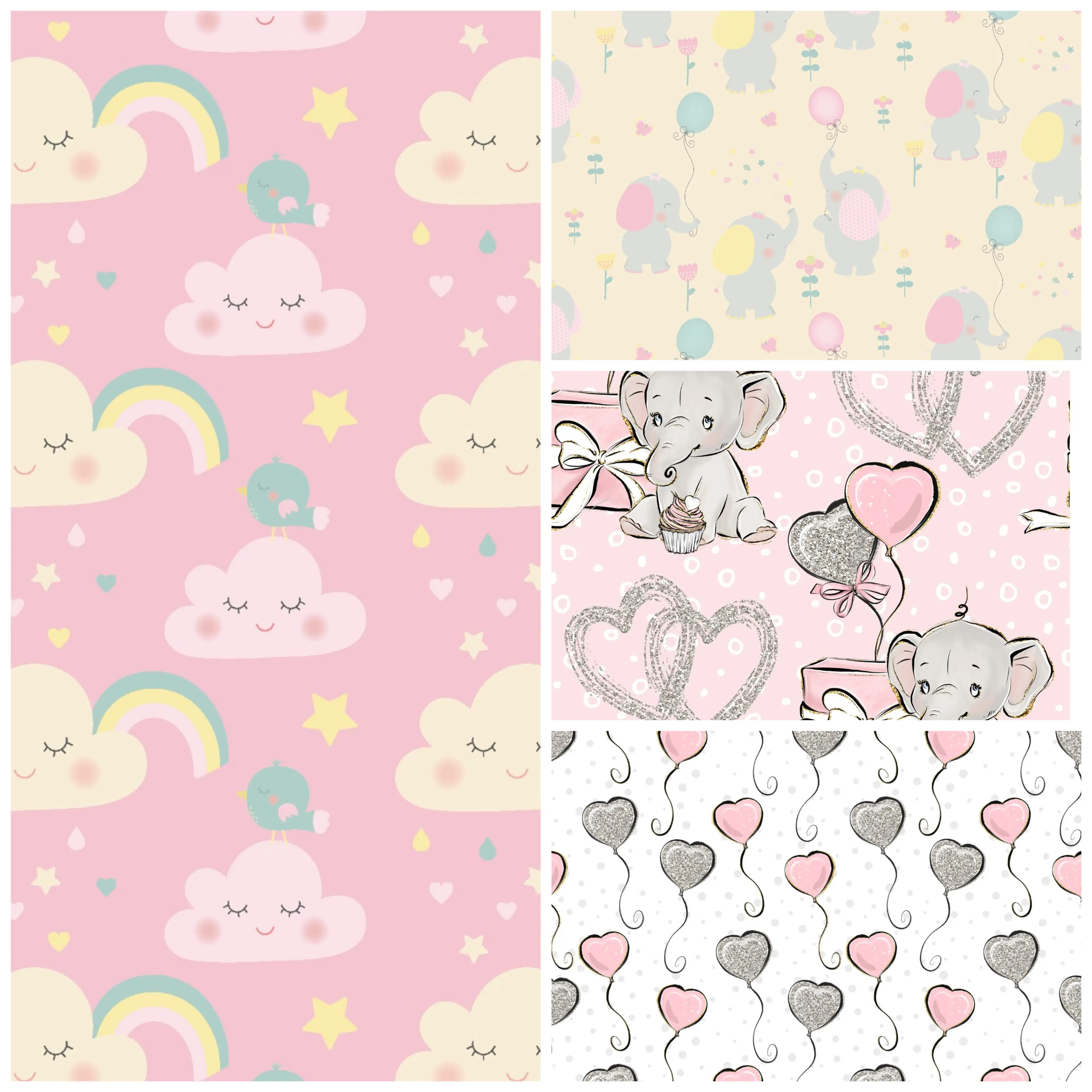 Diseño elefante , nubes , animales ( niña)