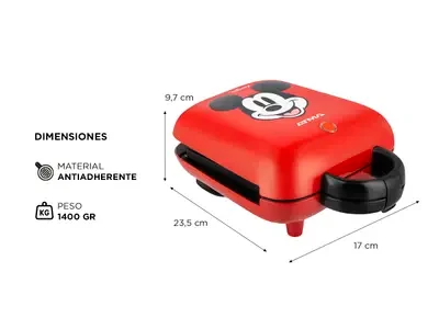 Waflera Sandwichera Atma Eléctrica 2 en 1 Roja Disney 3