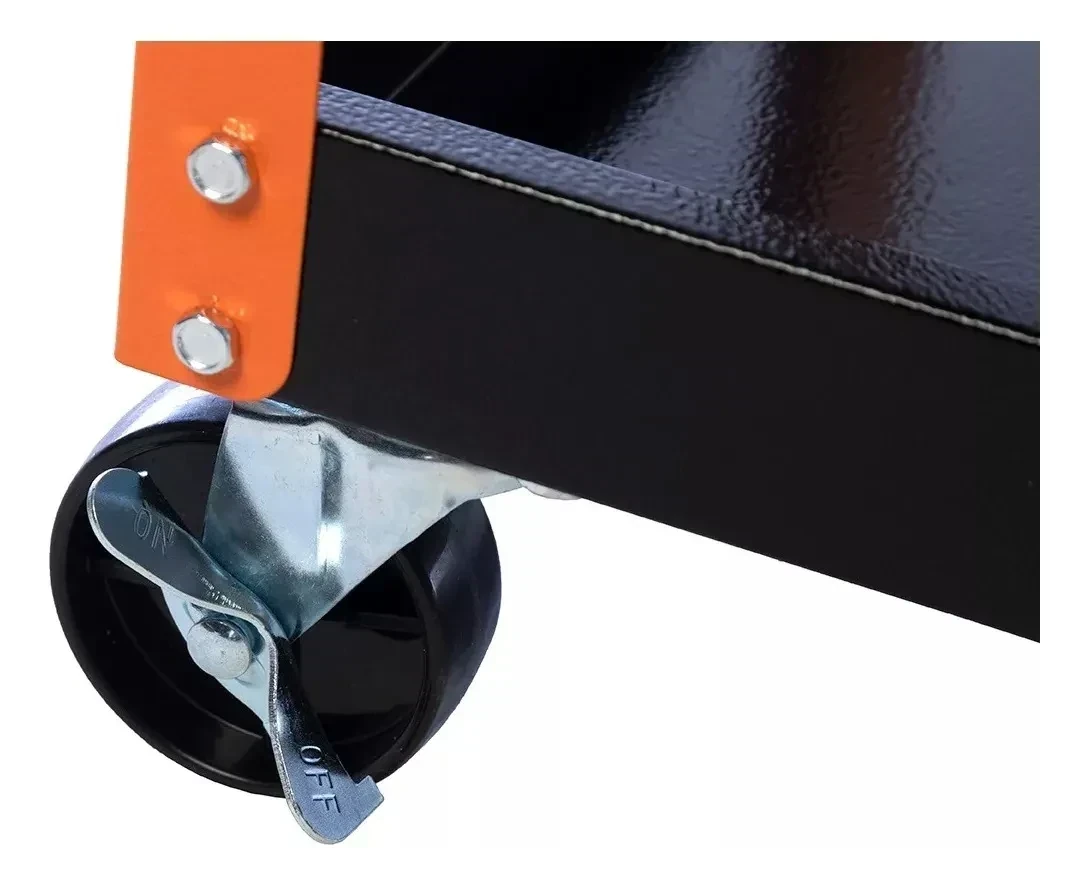 Mesa Carro Lusqtoff Porta Herramientas 3 Estantes Con Ruedas Color Naranja Y Negro 2