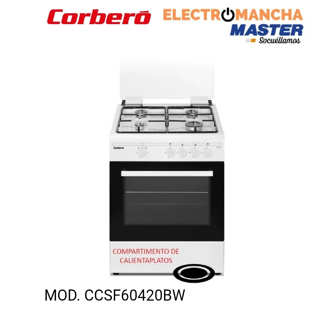 COCINA CORBERO CCSF60420BW 60x63 4 FUEGOS BUTANO 2