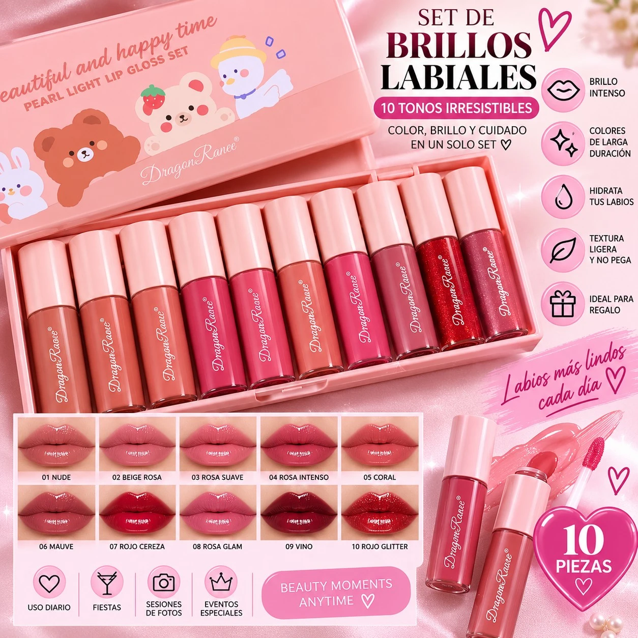 lumera gloss mini caja x 10pcs de ositos