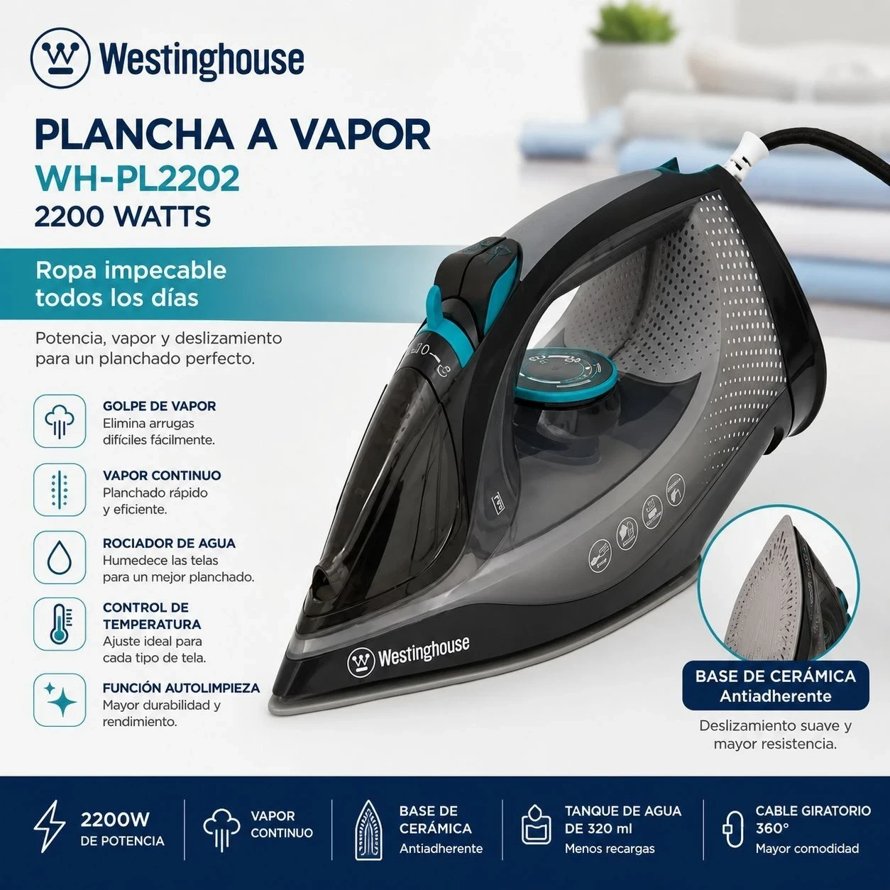 PLANCHA A VAPOR WESTINHOUSE WH-PL2202 
