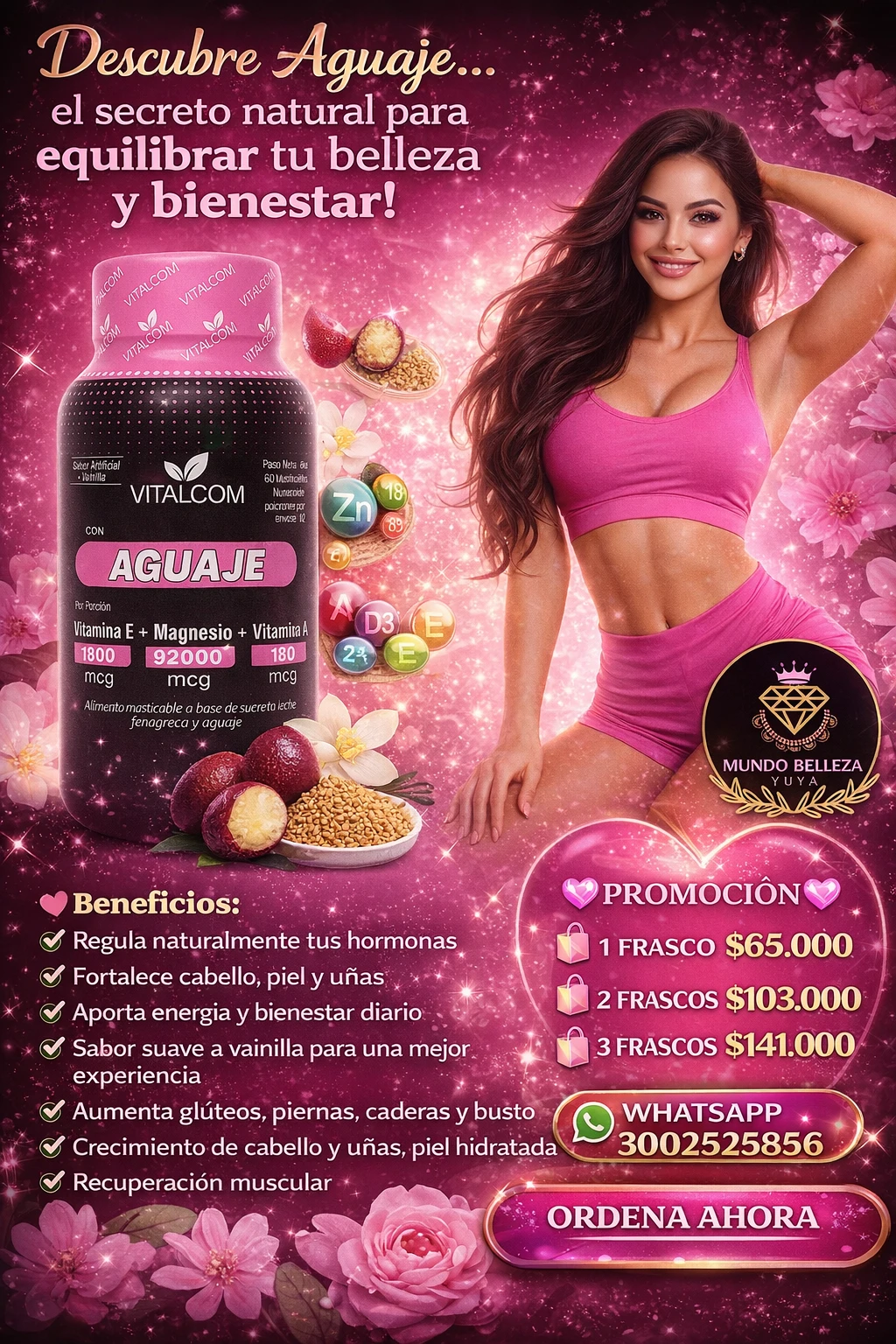 AGUAJE + FENOGRECO + VITAMINAS Y MAGNESIO- AUMENTA GLUTEOS Y MULTIPLES BENEFICIOS  2