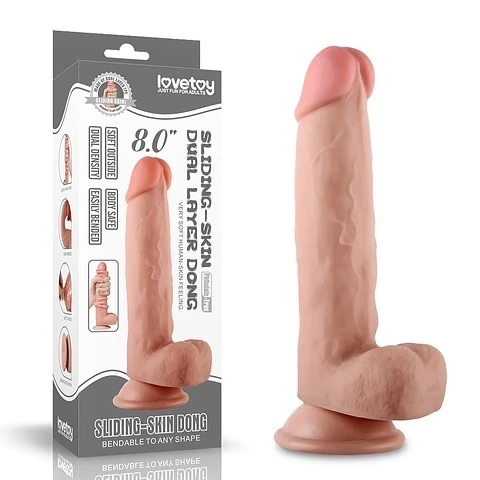 Dildo LoveToy doble piel deslizable 8» (20.3 cm)