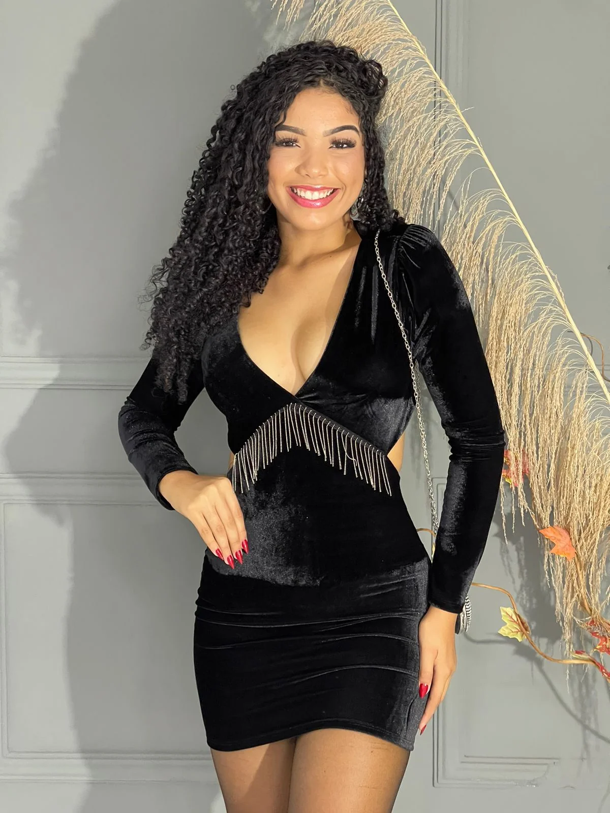 Vestido de luxo em alta qualidade aleludado