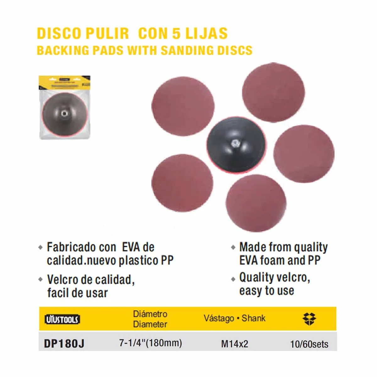 DISCO DE PULIR C/5 LIJAS PAPEL UYUST 7" (180mm)
