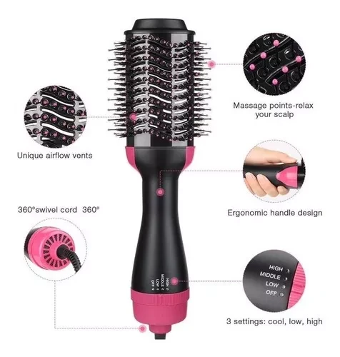 Cepillo 3 En 1 Secador Alisador Plancha Pelo Electrico Cabello 3