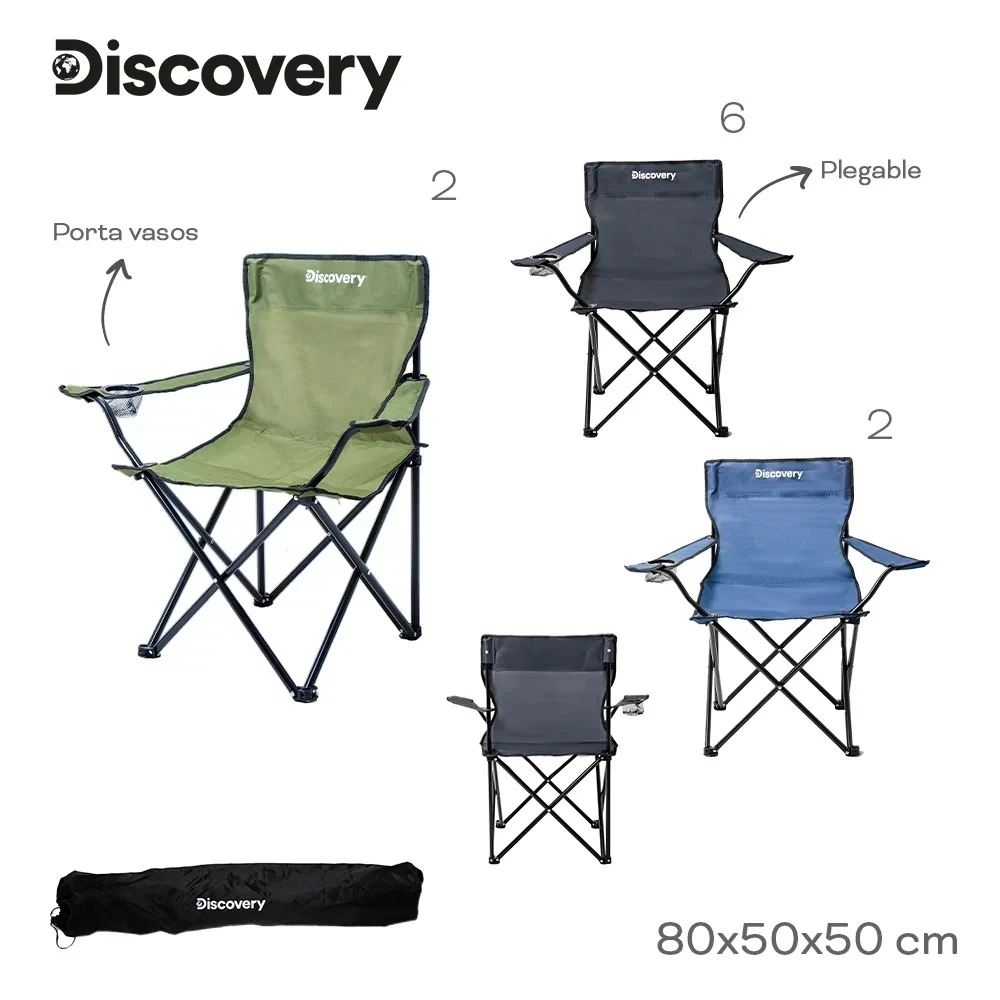 ⛺ *SILLA CAMPING DISCOVERY PLEGABLE C/PORTA VASO 80x50x50