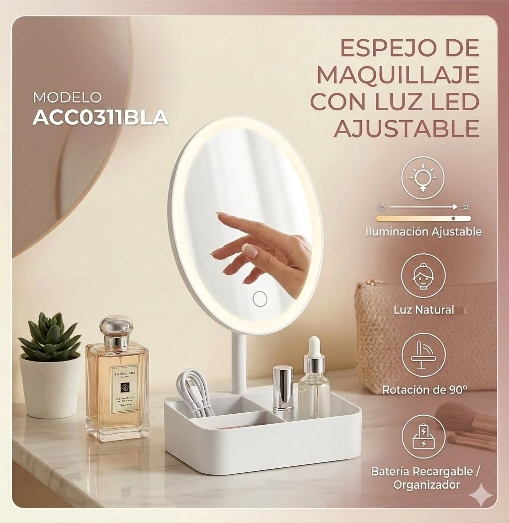 ESPEJO PORTA MAQUILLAJE ORGANIZADOR
