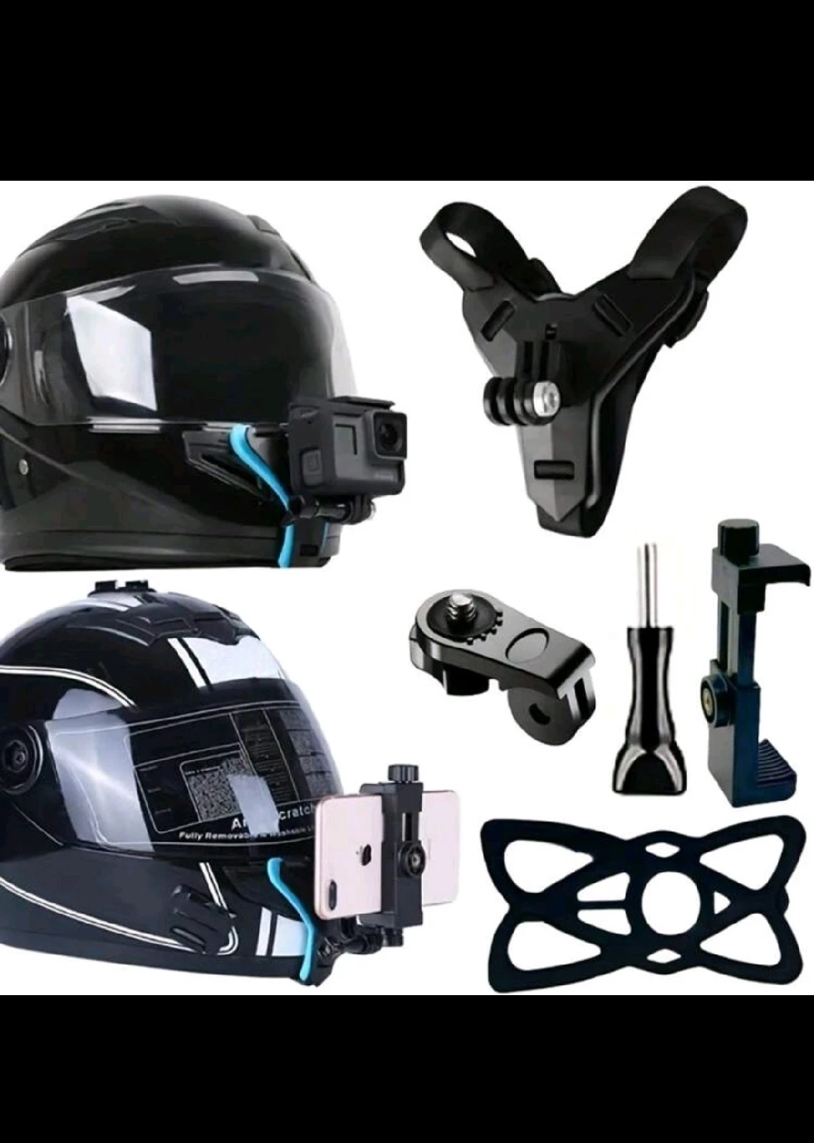 Soporte Montura de Mentón para Casco de Moto con Clip para Celular