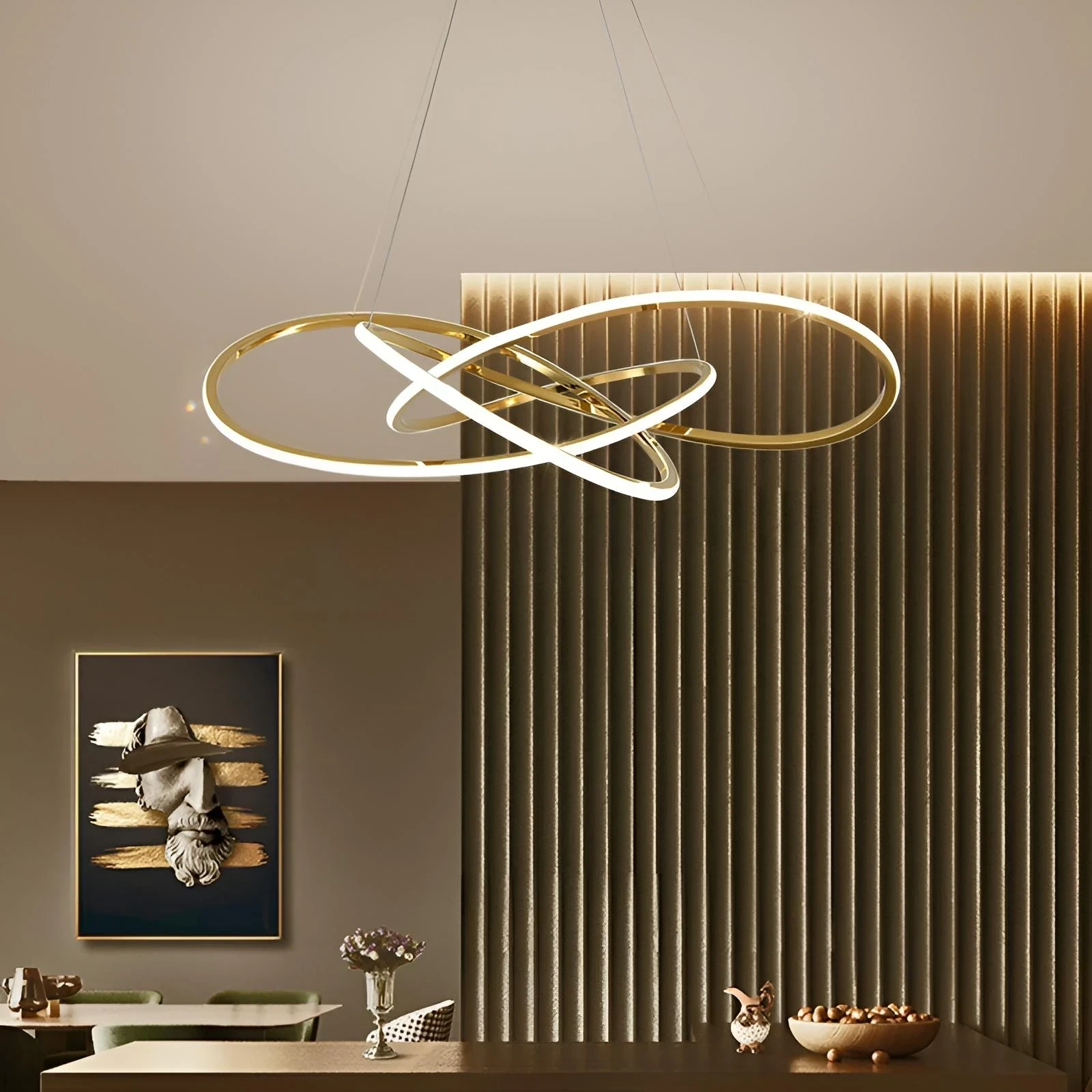 LAMPARA COLGANTE LED DORADA 3TONOS/3K4K6K 2
