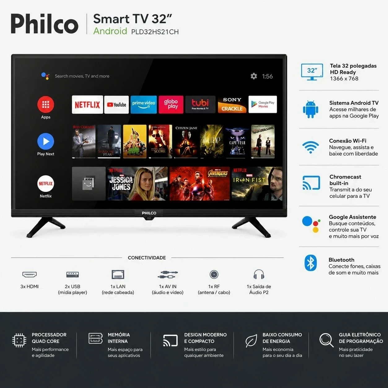Smart TV  Philco 32" c/ Android 
