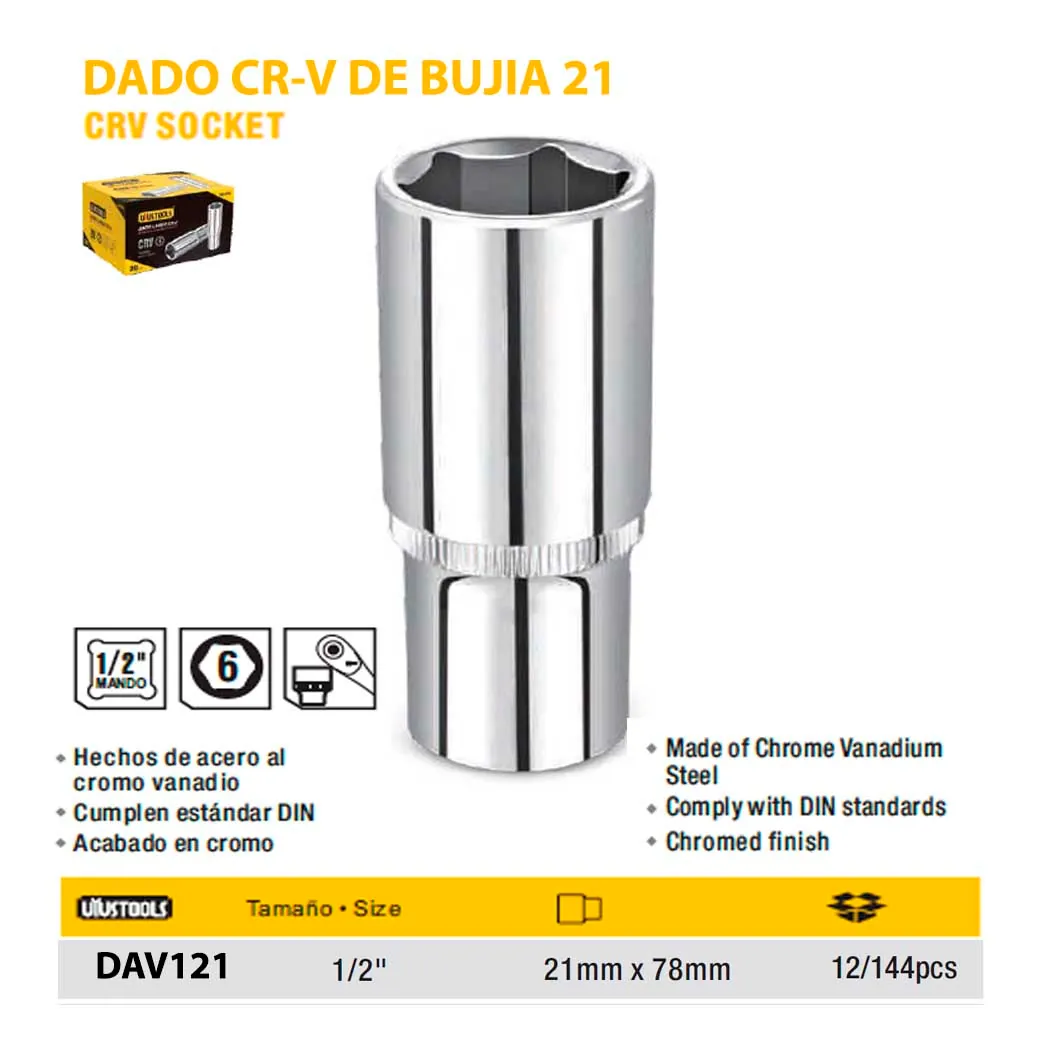 DADO HEX PARA BUJIA UYUST 1/2 21mm**